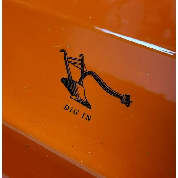 Hallmark DIG IN Farm Plow Ceramic Snack Tray Dish Orange Black Heavy Weight Fall - Picture 2 of 11